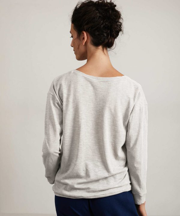 Leinen Pullover V Ausschnitt light grey